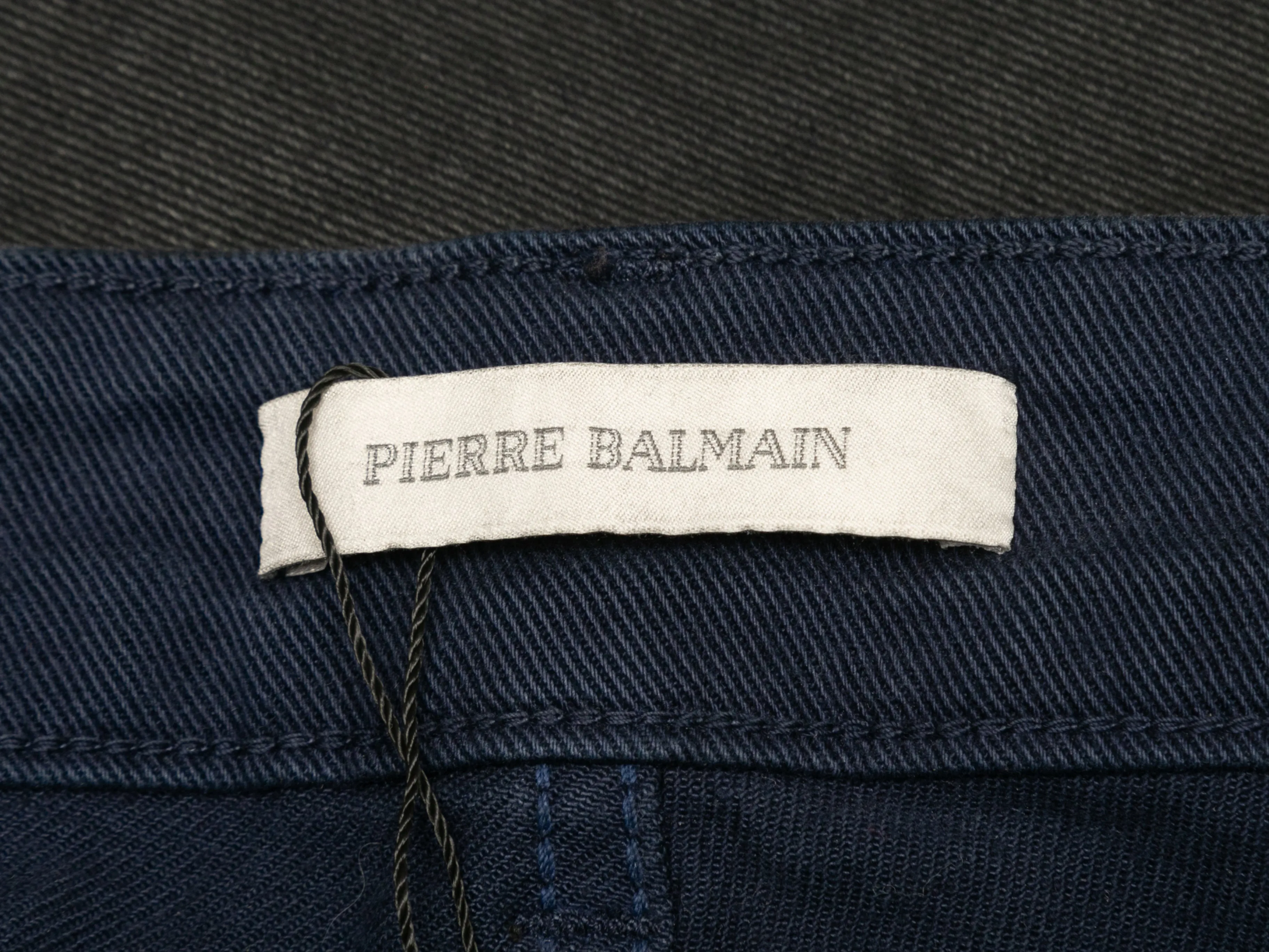 Black Pierre Balmain Waxed Patch-Embellished Skinny Jeans Designer Size 28