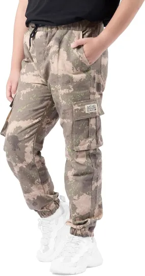 Boys Cargo Joggers Drawstring Jogging Pants Kids Elastic Waist Trousers 5-14 Years
