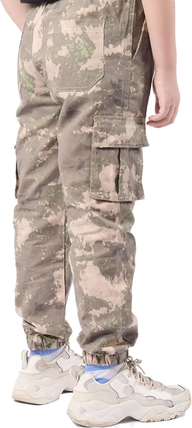 Boys Cargo Joggers Drawstring Jogging Pants Kids Elastic Waist Trousers 5-14 Years