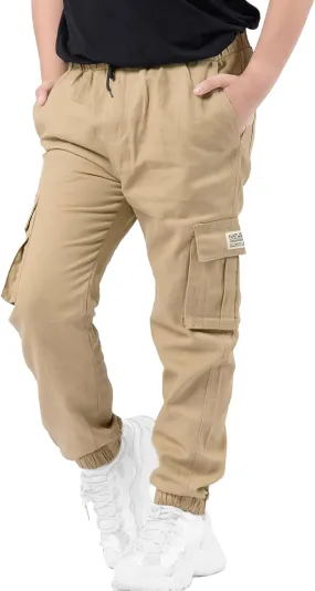 Boys Cargo Joggers Drawstring Jogging Pants Kids Elastic Waist Trousers 5-14 Years