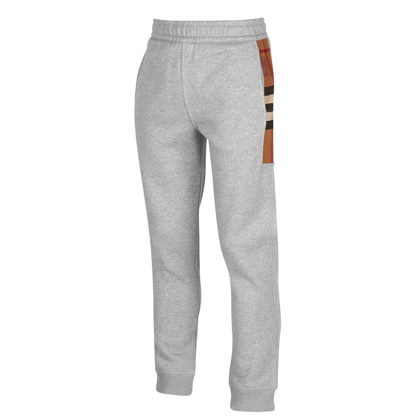 Burberry Check Panel Cotton Blend Sweatpants