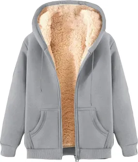 Finelylove Mens Fleece Lined Jackets Winter Coat Casual Zip Up Hoodies Fall Winter Sherpa Cardigan Sweater Sweatshirt