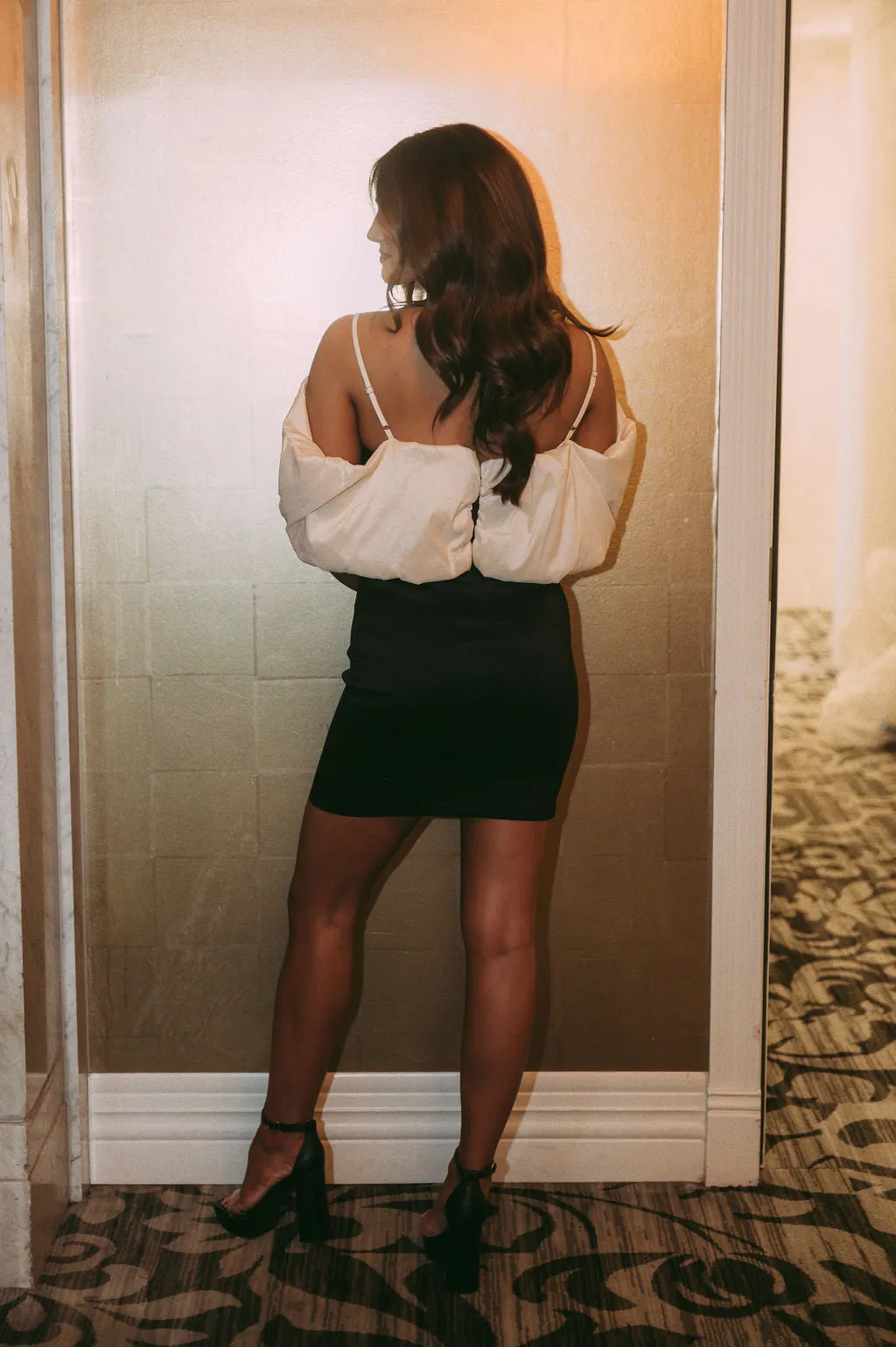 Megan Mini Dress-Cream/Black