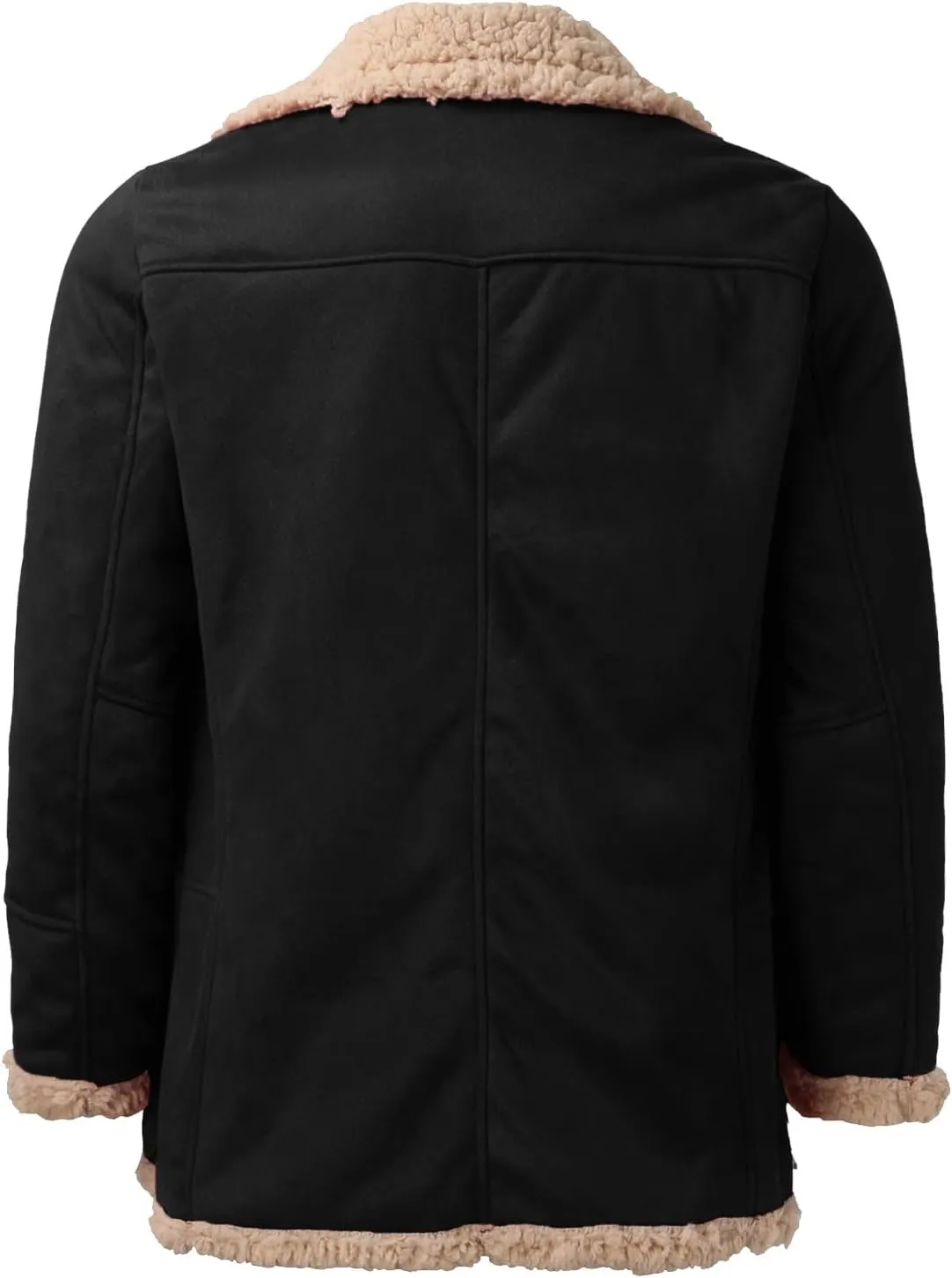 Mens Faux Suede Bomber Jacket Heavyweight Sherpa Fleece Lined Button Down Winter Coats Warm Flight Jackets Outwear