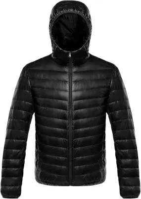 Mens Lightweight Puffer Jackets with Hood Warm Puffy Winter Short Down Jacket Windproof Quilted Coat