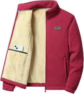 Men's Long Sleeve Sherpa Lined Sweatshirts Jacket Shirt Flannel Polar Fleece Coats Heavyweight Full Zip Warm Jackets