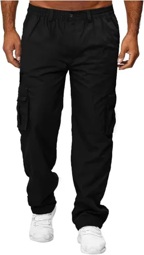 Mens Sweatpants Pants Casual Jogging Sports Elastic with Pockets Men's Men's Pants Heavyweight Fleece Cargo