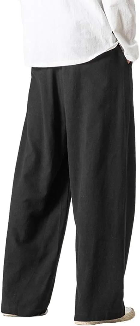 Men's Vintage Cotton Blends Linen Wide Leg Jogging Harem Pants