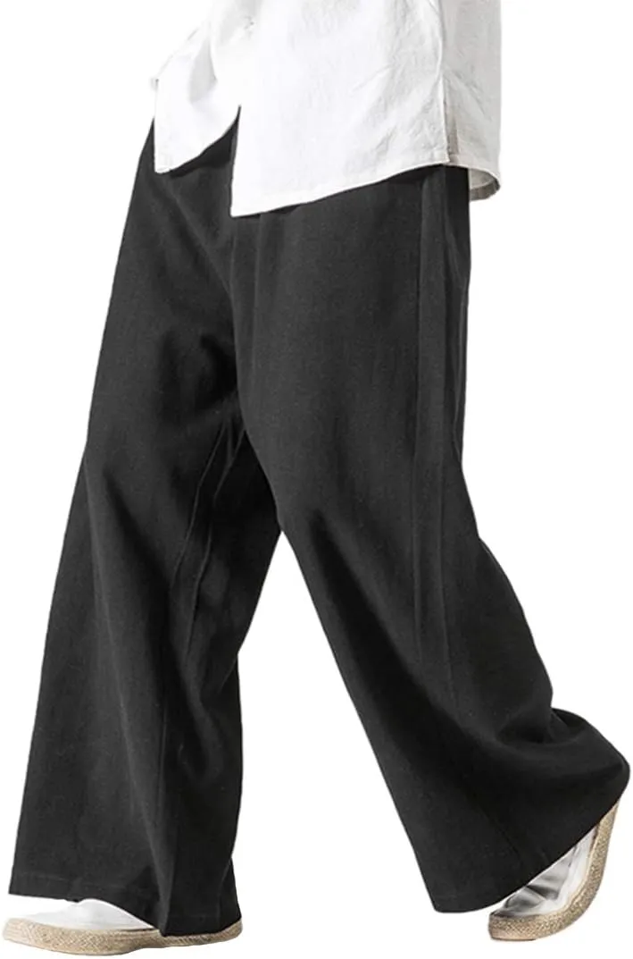 Men's Vintage Cotton Blends Linen Wide Leg Jogging Harem Pants