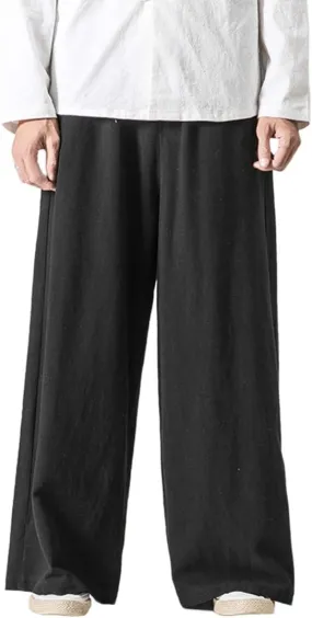 Men's Vintage Cotton Blends Linen Wide Leg Jogging Harem Pants