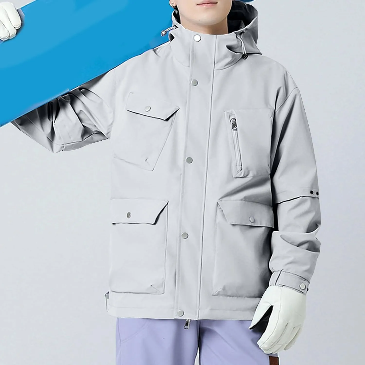 Men's Winter Coats Water Resistant Ski Snow Jacket Warm Jacket Plus Size Parka Raincoats With Multi-Pockets S-6XL