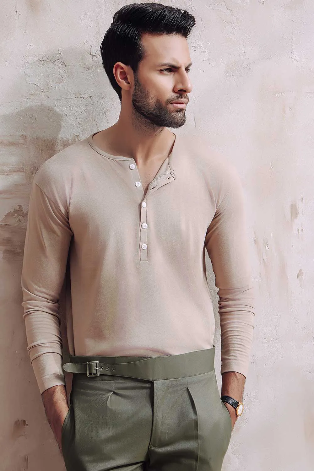 Stone Five Button Henley