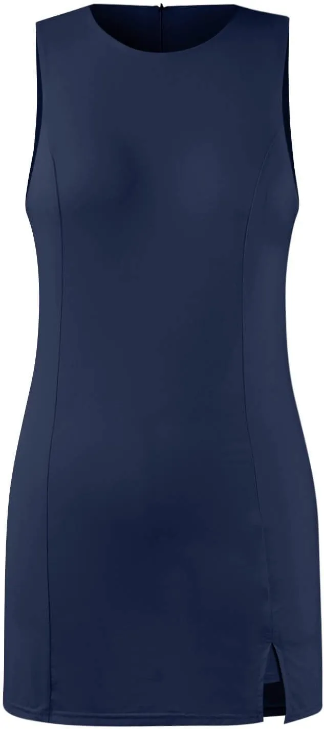 Tennis Dresses for Women with Shorts Athletic Side Slit Golf Dresses Sleeveless Crew Neck Mini Dress with Pockets