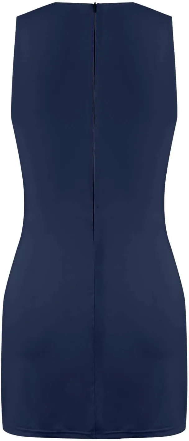Tennis Dresses for Women with Shorts Athletic Side Slit Golf Dresses Sleeveless Crew Neck Mini Dress with Pockets