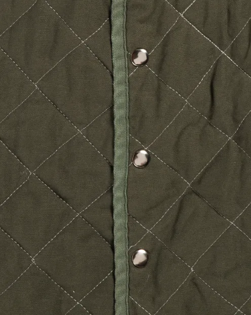 Utility Canvas Quilted Snap Vest - Olive Green Vest