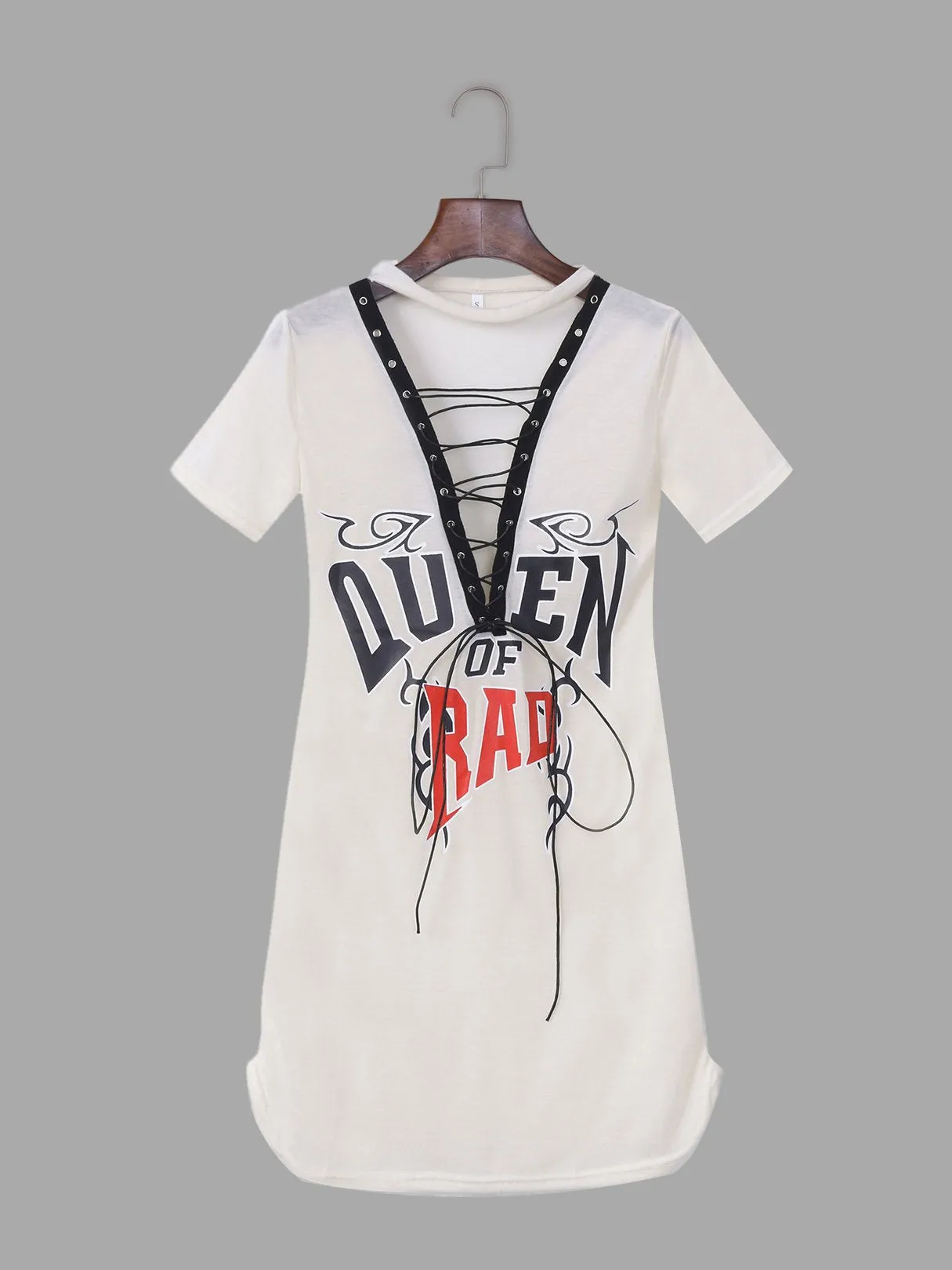 Wholesale Lace-Up Short Sleeve Apricot Mini Dress