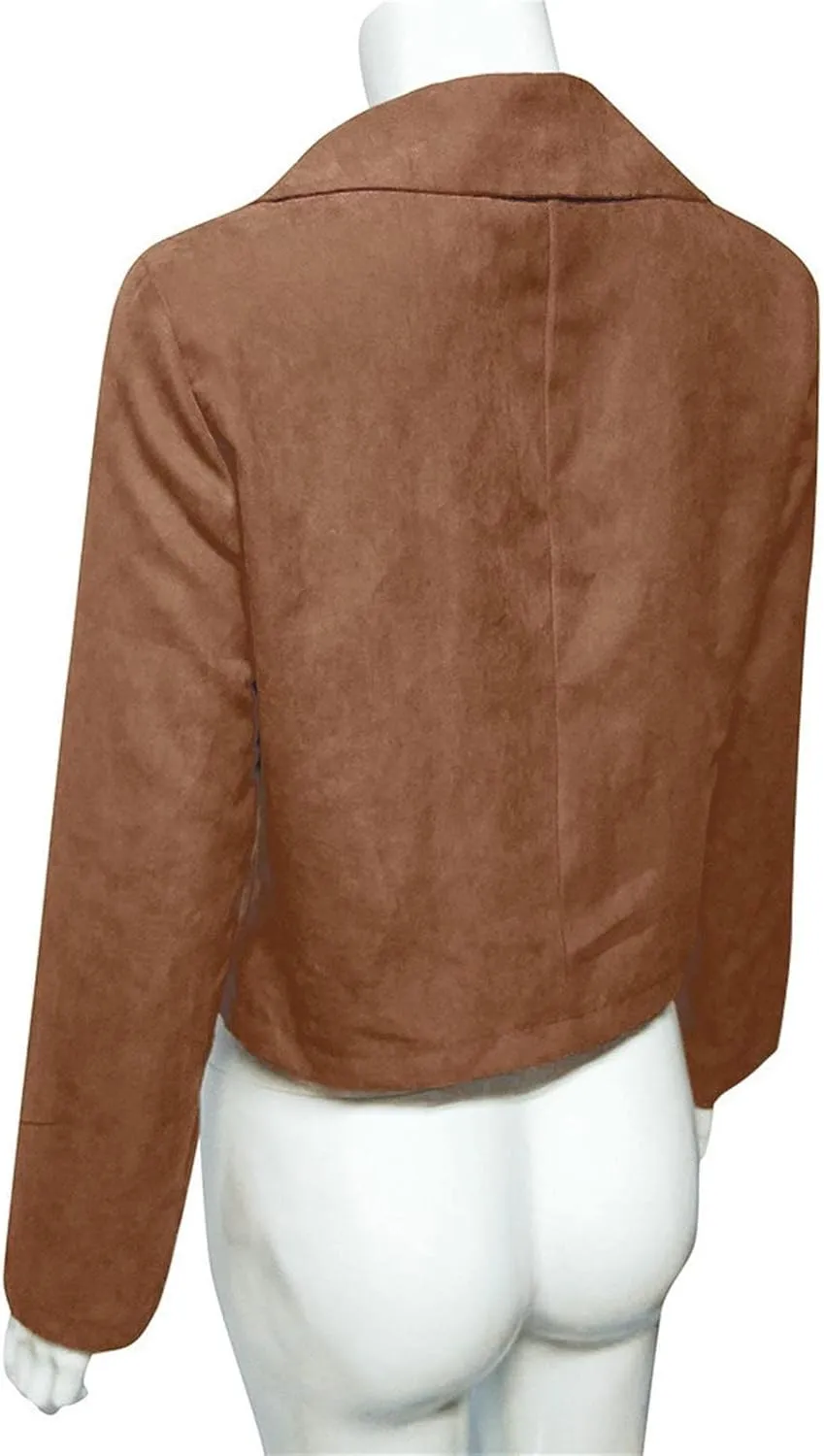 Zip Up Jacket for Women Long Sleeve Notched Lapel Plus Size Motorcycle Coats Fall Winter Y2K Cool Jacket S-5XL