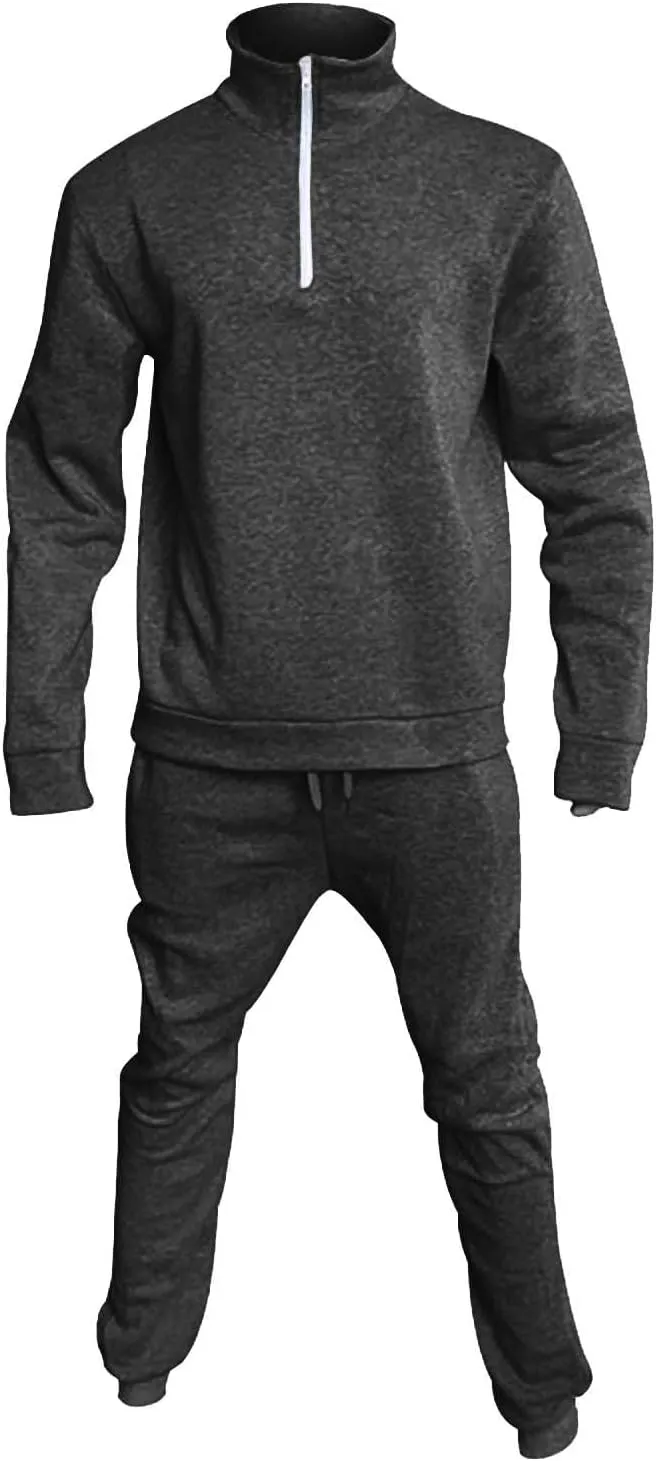 ZYXTIM Men's Polo Sweatsuit Sets Long Sleeve 2 Piece Outfits with Jogger Pants Fleece Slim Fit Workout Tracksuit Casual Set